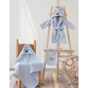 Cotton Box Baby Bornoz Seti Bornoz + Kundak + Önlük Mavi Bear