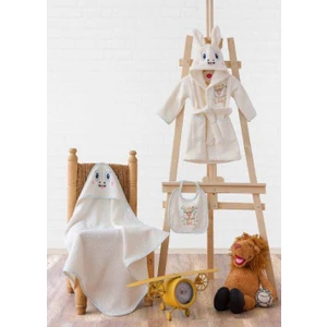 Cotton Box Baby Bornoz Seti Bornoz + Kundak + Önlük Zürafa Krem