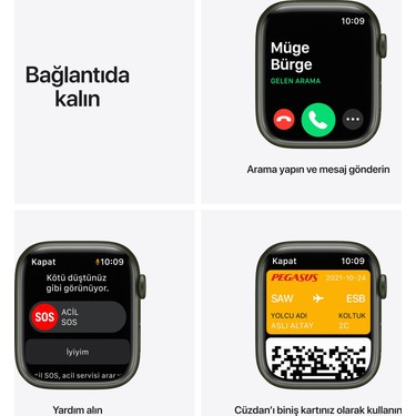 Apple Watch Seri 7 Gps, 45MM Yeşil Alüminyum Kasa ve Yeşil Fiyatı