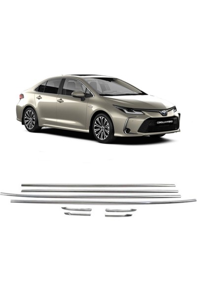 Araba Alışveriş Toyota Corolla 2020 8 Parça Paslanmaz Krom Cam Çerçeve Çıta Seti