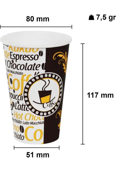 Aygün Cup 12 Oz Karton Bardak 300 ml - 150'LI (Latte Bardağı)