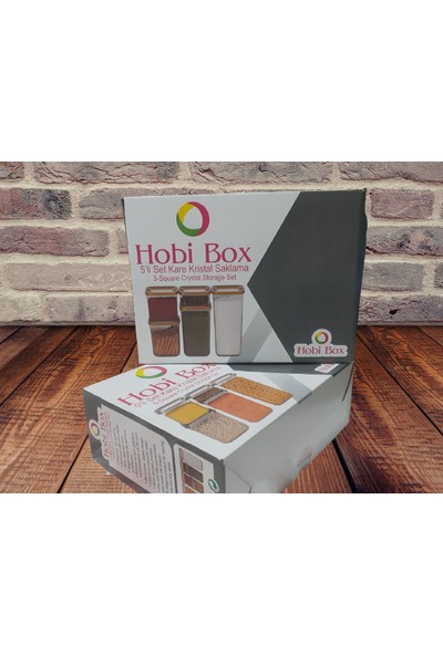 B&G Store B&m Store Hobi Box 5'li Kare Kristal Saklama Kabı 5'li Set Beyaz Kapak