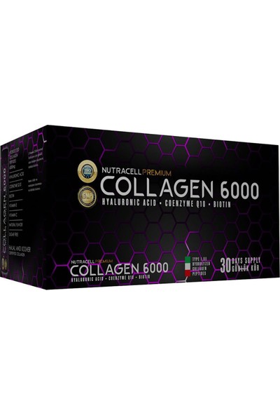 Premium Collagen 6000 Shot 30X40 ml Tip 1-3 Hidrolize Kolajen Q10 B7 C E Vitaminli