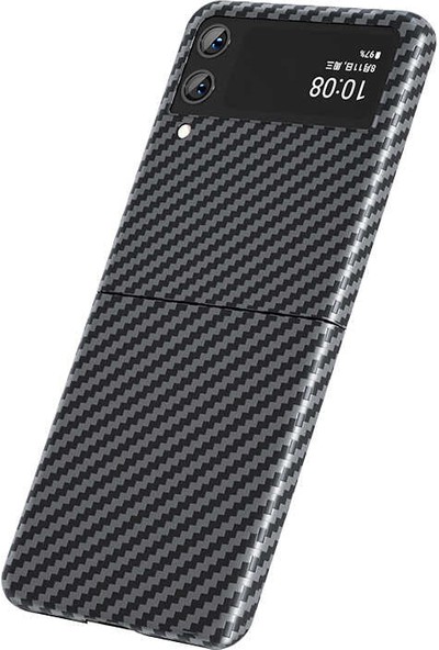 Teleplus Samsung Galaxy Z Flip3 5g Kılıf Aramid Karbon Dizayn Kapak Siyah