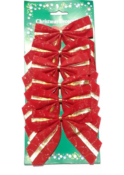 Funworld Yılbaşı Yeni Yıl Çam Ağacı Süs Fiyonk Süs 6'lı modelleri