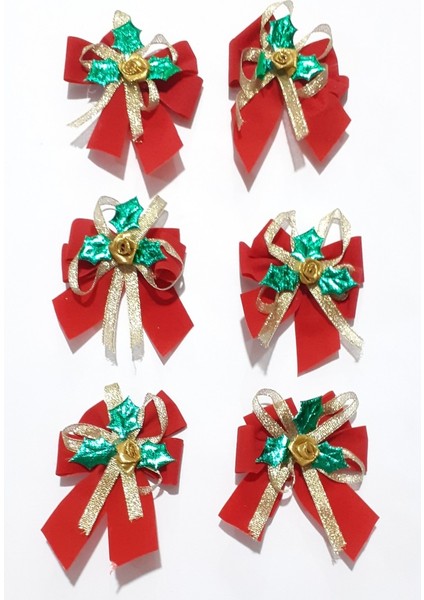 Funworld Yılbaşı Yeni Yıl Çam Ağacı Süs Fiyonk Süs 6'lı