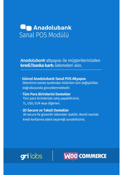 Woocommerce / Wordpress - Anadolubank Sanal Pos Modülü