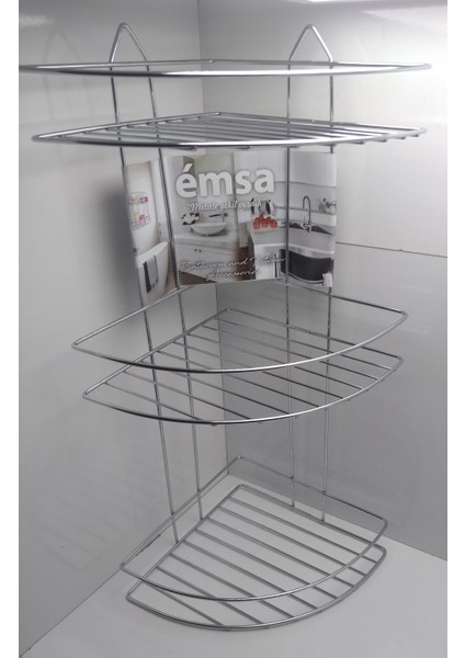 3 Katlı Oval Köşelik Banyo Rafı Paslanmaz