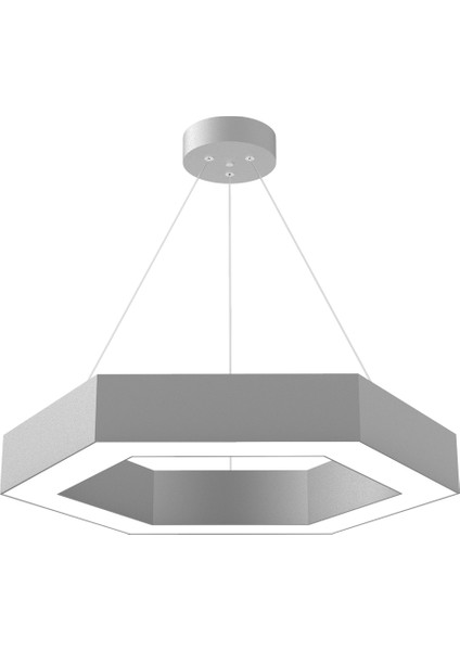 Hegza Lighting Hexagon (Gri Kasa, Beyaz Işık) Ledli Modern LED Avize