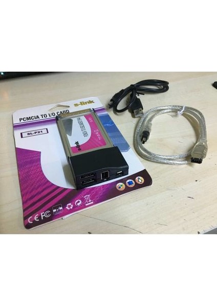 S-Link SL-P21 Pcmcıa Fireware 1394 6 Pin + 4 Pin + 2 Port USB 2.0