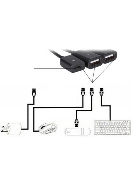 Type-C USB To Otg ve Şarj USB 3.1 USB Hub 3 USB Micro USB