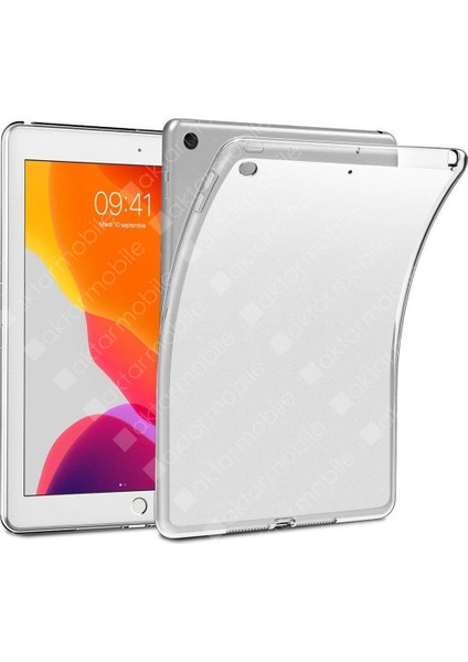 Apple iPad 9. Nesil 2021 10.2" Inc Kılıf Şeffaf Silikon Tablet Kılıfı Esnek Tpu Kapak Arkası Buzlu Renksiz