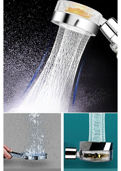 Su Tasarruflu Pervaneli Oynar Başlıklı Duş Başlığı El Duşu Aç Kapa Sarı