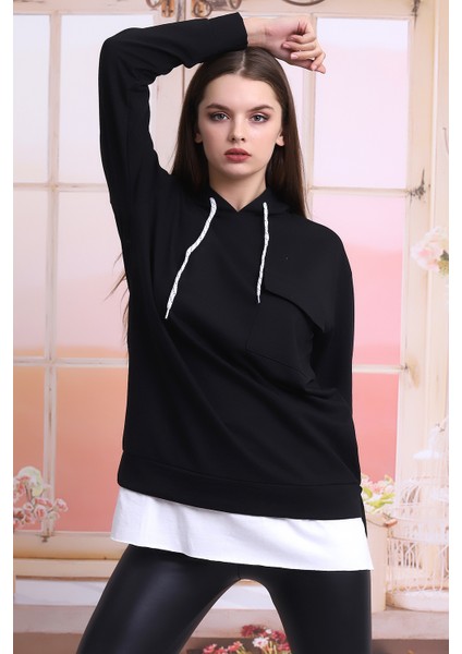 Kadın Kapşonlu Cepli Sweatshirt