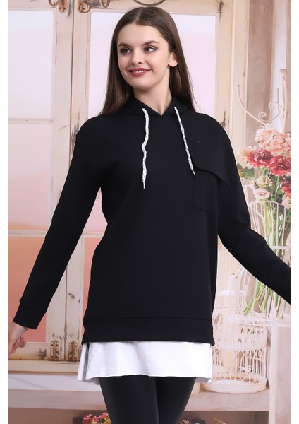 Kadın Kapşonlu Cepli Sweatshirt