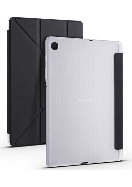 Samsung Galaxy Tab A7 2020 T500 T505 T507 Arka Silikon Uyku Modlu Ultra Antişok Özellikli Smart Kılıf Siyah