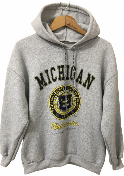 Gri Renk Kapüşonlu Sweathshirt