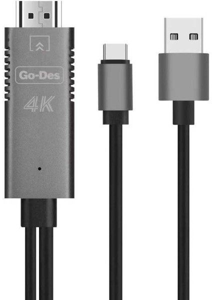 Go Des GD-8273 Type-C HDMI 4K Kablo 180 cm Görüntü Aktarım Kablosu