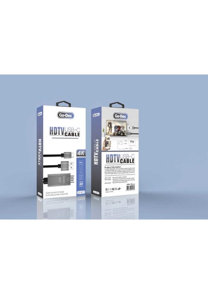 Go Des GD-8273 Type-C HDMI 4K Kablo 180 cm Görüntü Aktarım Kablosu