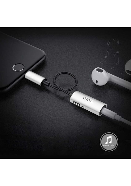 LT01 Lightning 3.5 mm Aux Kulaklık ve Şarj Dönüştürücü 2A Metal Alaşım Ses Adaptörü