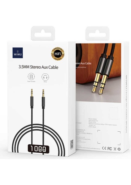 Yp-01 3.5 mm Aux Kablo Audio Stereo Hi-Fi 100 cm Örgü Tasarım