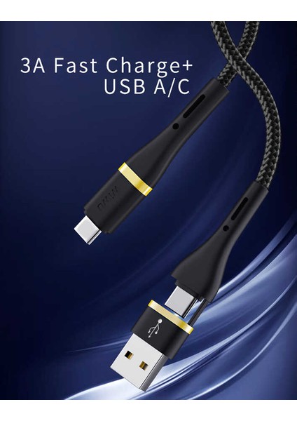 Elite ED-106 2 In 1 Type-C Pd & USB Kablo 3A Hızlı Şarj Kablosu Data Kablo