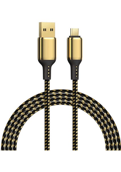 Golden Series GD-102 Micro USB Kablo 2.4A 20W Hızlı Şarj Kablosu 18K Altın Kaplama 3 Metre