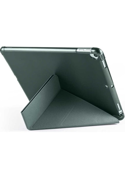Apple iPad 10.2 2021 (9.nesil) Uyumlu Tri Folding Smart With Pen Standlı Kılıf Koyu Yeşil