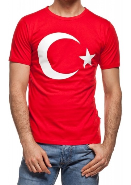 Tahtakale Marketi Yetişkin Erkek Türk Bayrağı Tişört, Türk Bayrağı Baskılı T-Shirt