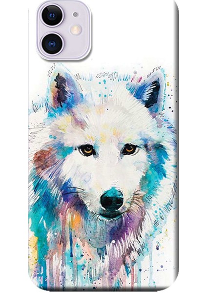 iPhone 11 Kılıf Sulu Boya Kurt Baskılı Esnek Tpu SILIKON218