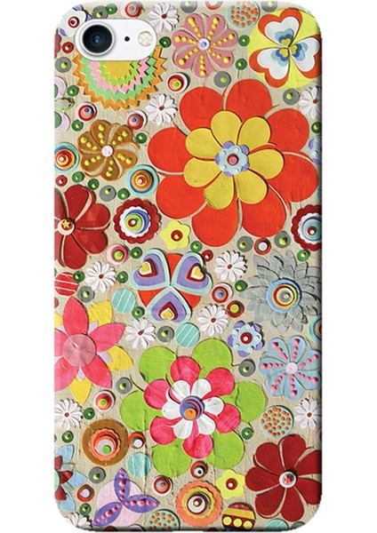 iPhone 7 Kılıf Vektörel Floral Baskılı Esnek Tpu SILIKON3468