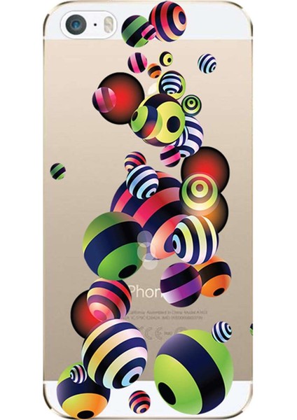 iPhone 5/5s Kılıf Çizgili Top Baskılı Esnek Tpu SILIKON2327