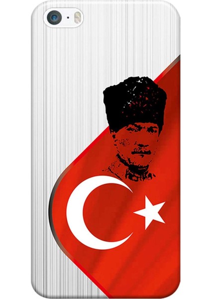 iPhone 5/5s Kılıf Atatürk Bayrak Baskılı Esnek Tpu SILIKON2337