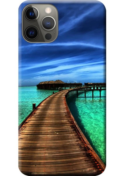 iPhone 12 Pro Max Kılıf Deniz Iskele Baskılı Esnek Tpu SILIKON2009