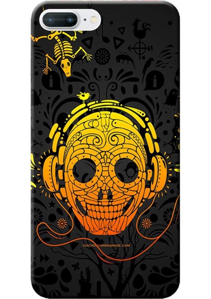 iPhone 7 Plus Kılıf Müzik Kulaklık Kuru Kafa Baskılı Esnek Tpu SILIKON3699