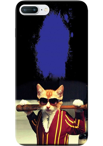iPhone 7 Plus Kılıf Gangster Kedi Baskılı Esnek Tpu SILIKON3832
