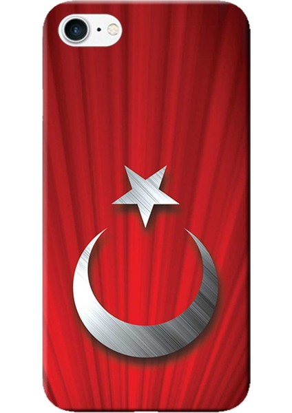 iPhone 8 Kılıf Türk Bayrağı Tasarım Baskılı Esnek Tpu SILIKON4175