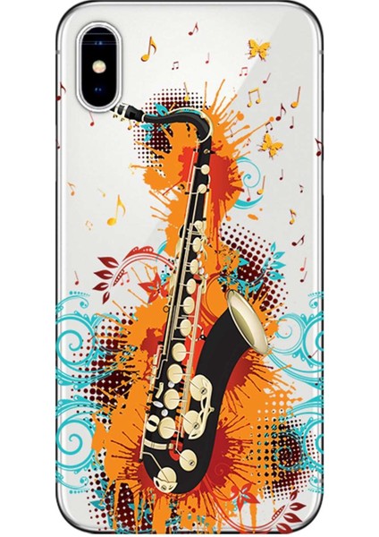 iPhone x Kılıf Saksafon Baskılı Esnek Tpu SILIKON4873