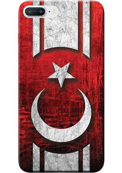 iPhone 8 Plus Kılıf Türk Bayrağı Tasarım Baskılı Esnek Tpu SILIKON4565
