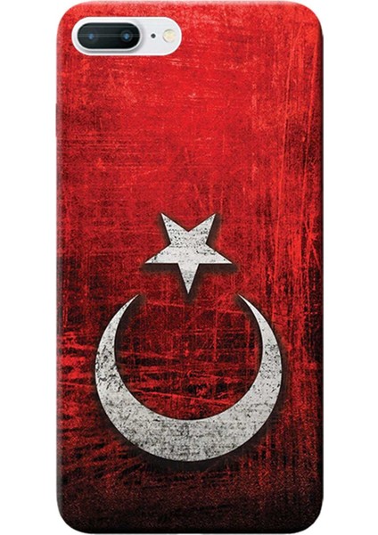 iPhone 8 Plus Kılıf Türk Bayrağı Tasarım Baskılı Esnek Tpu SILIKON4567