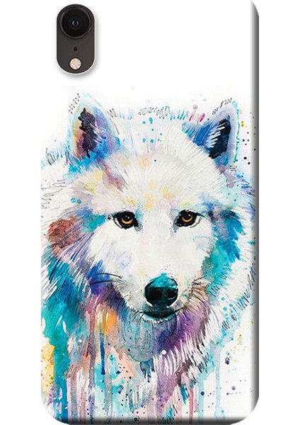 iPhone Xr Kılıf Sulu Boya Kurt Baskılı Esnek Tpu SILIKON5391