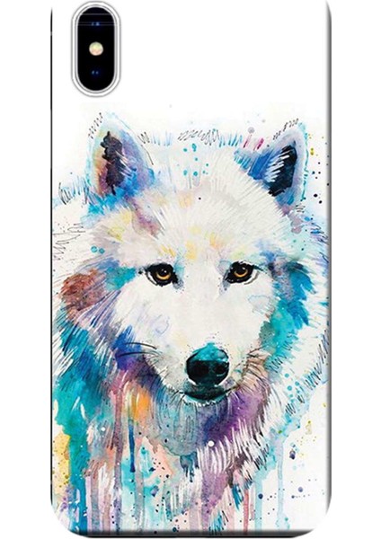 iPhone x Kılıf Sulu Boya Kurt Baskılı Esnek Tpu SILIKON5007