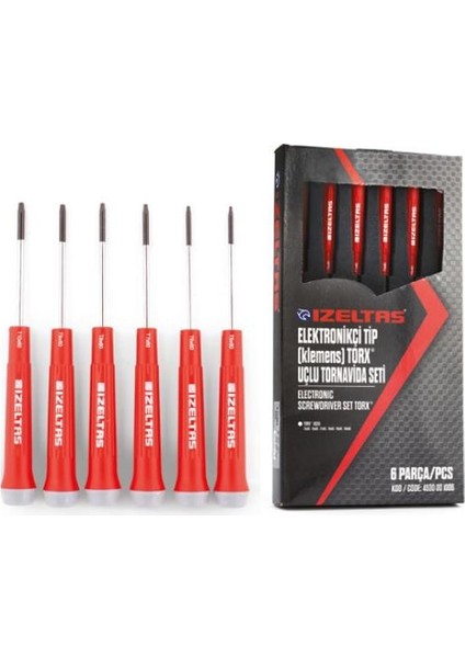 Izeltaş - Elektronikçi Tip (Klemens) Torx Uçlu Tornavida Takımı 6 Parça