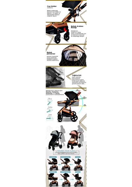 9 In 1 Set Baby Home 946 Single-To Travel Sistem Bebek Arabası ve 505 Maya Anne Yanı Bebek Sepeti Beşik