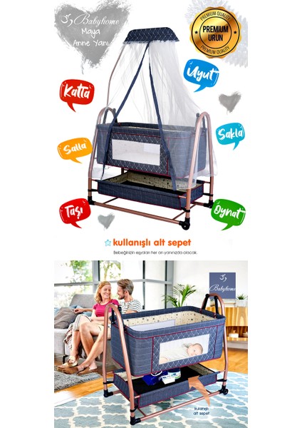 9 In 1 Set Baby Home 946 Single-To Travel Sistem Bebek Arabası ve 505 Maya Anne Yanı Bebek Sepeti Beşik