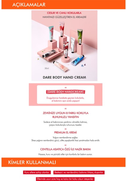 Missha Çarpıcı Kokulu, Nemlendirme Etkili El Bakım Kremi Dare Body Hand Cream (Flower Market)