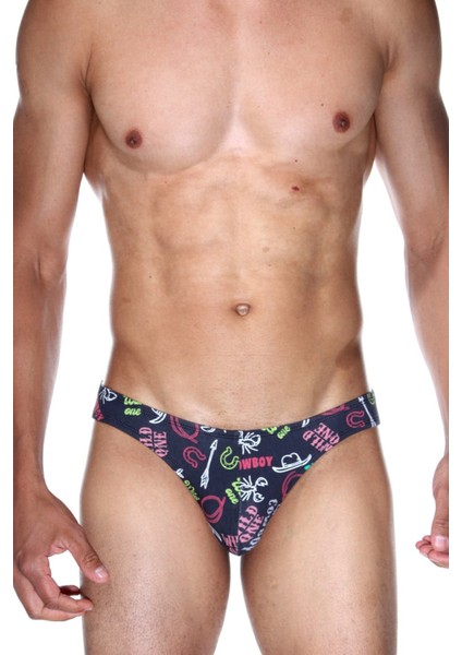 Kovboy Desenli Antrasit Erkek Fit Slip