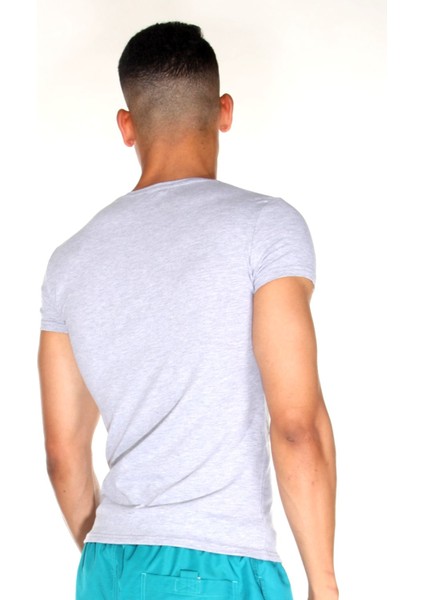 Açık Yaka Gri Erkek T-Shirt fiyatları