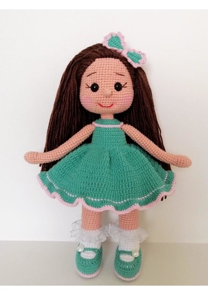 Mint Yeşili Fatoş Bebek Amigurumi Organik Oyuncak