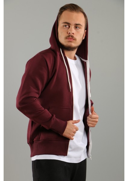 Kapşonlu Fermuarlı Basic Hırka